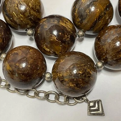"Collar grande con cuentas redondas de plata de ley firmado 19"" de bronce genuino Silpada" Foto 1 de 4