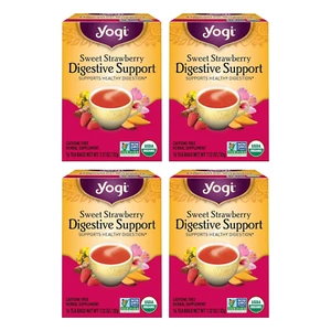 Yogi Tea Sweet Strawberry Digestive Support - 16 Tea Bags per Pack (4 Pack) - Or - Picture 1 of 12
