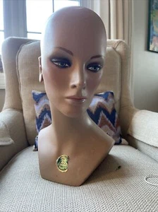 VINTAGE Mannequin HEAD Store Display WIGS Millinery JEWELRY hand painted FACE - Picture 1 of 9