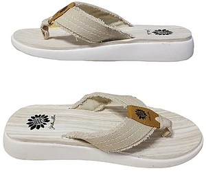 Yellow Box Women's Gerri 8 Flat Flip Flops Natural 52609 NWB Rubber Sole Cushion - Picture 1 of 12