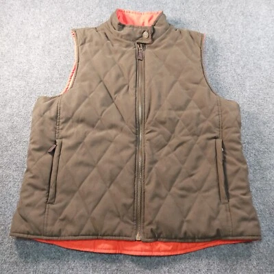 Chaleco Acolchado Reversible Lauren Ralph Lauren De Colección Marrón Naranja Gamuza Borde Grande Foto 1 de 4