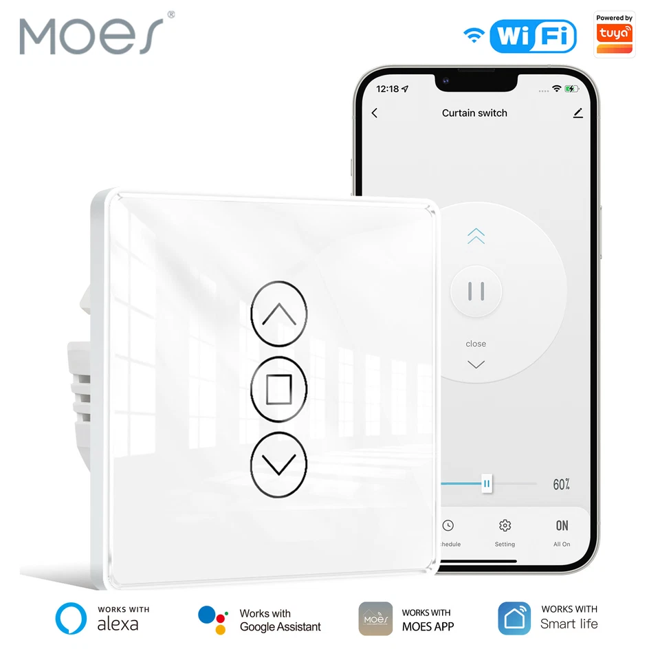 MOES WLAN Smart 2.5D Rolladenschalter Jalousien Zeitschaltuhr Alexa Google APP - Bild 1 von 4