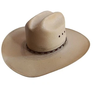 Sombrero de vaquero de paja para hombre George Strait Resistol 7 1/8 vintage años 90 ovalado occidental - Imagen 1 de 16