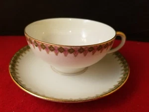 VINTAGE WM GUERIN & CO FÜR GIMBEL BROS LIMOGES FRANKREICH KAFFEE TEETASSE & UNTERTASSE - Bild 1 von 9