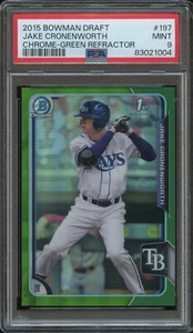 PSA 9 2015 1st BOWMAN CHROME DRAFT *GREEN REFRACTOR* #197 JAKE CRONENWORTH RC/99 - Picture 1 of 2