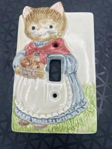 Vintage Otagiri Lichtschalter Abdeckung anthropomorphe Katze Kätzchen Porzellan Japan - Bild 1 von 4