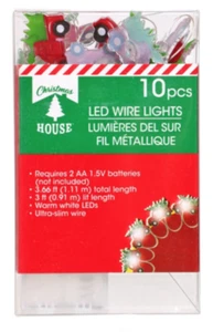 Christmas Farmhouse Red Truck LED Fairy Lights/Battery Operated ~ 3 Ft 10 Count - Picture 1 of 2