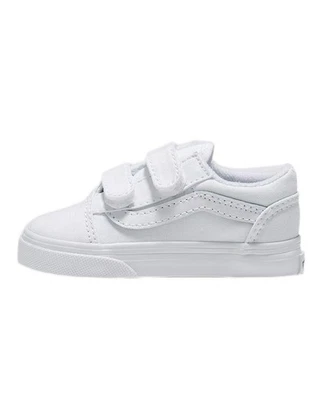 Zapatillas Vans Niños Pequeños Old Skool V Con Fastner | Blanco Verdadero/Blanco Verdadero | Foto 1 de 4