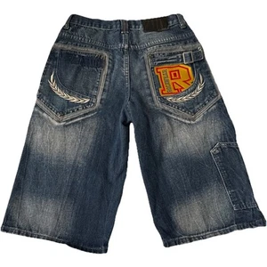 Vintage Y2K Rocawear Jean Shorts Boys Size 16 Blue Hip Hop Streetwear Denim - Picture 1 of 13