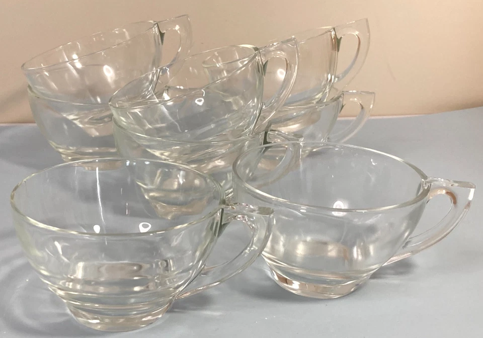 冲孔碗杯 8 件套复古 4 盎司经典 3.5 英寸 x 2 英寸透明玻璃套装 G — 第 1/4 张图片