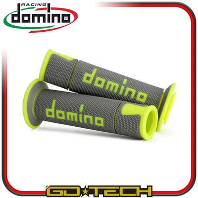 MANOPOLE DOMINO A450 MOTO SCOOTER Grigio Giallo Fluo ON ROAD RACING Forate - Immagine 1 di 2