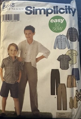 Simplicity Karen Z pattern 5648 Boys Pants or Shorts, Shirt & Vest sz 7-14 uncut - Image 1 of 2