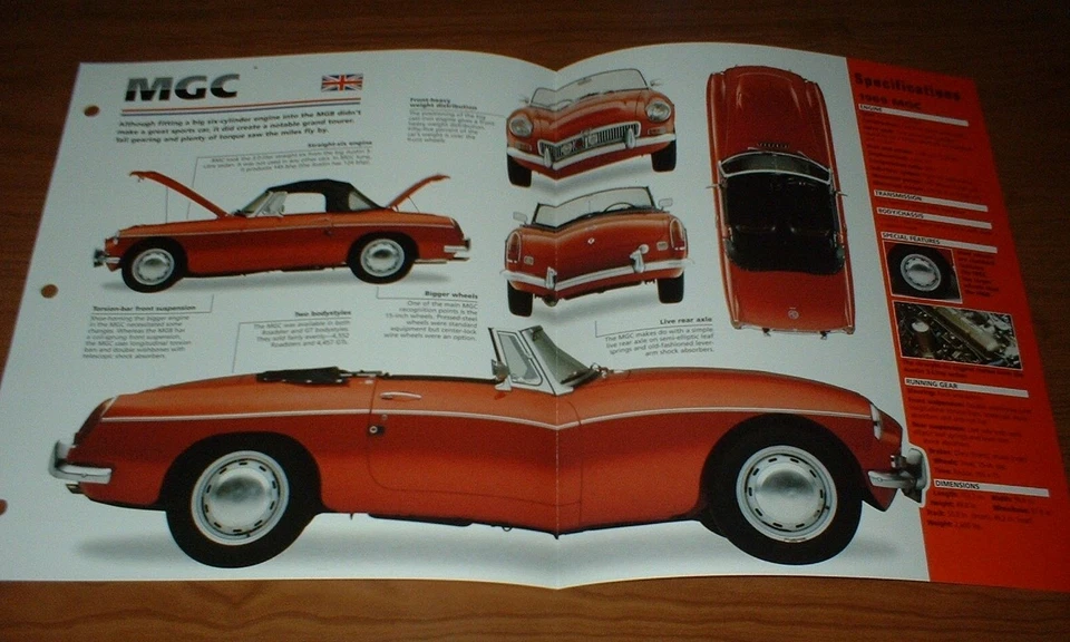 1969 MGC Original Imp Brochure Specs Info 69 MG C 67 68 In-Line Six Convertible - Image 1 of 1