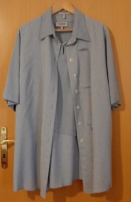 Damen Hosenanzug 3tlg. Hose/Top, Gr. 48,  Blau 60%Viskose, 40% Polyester - Bild 1 von 4