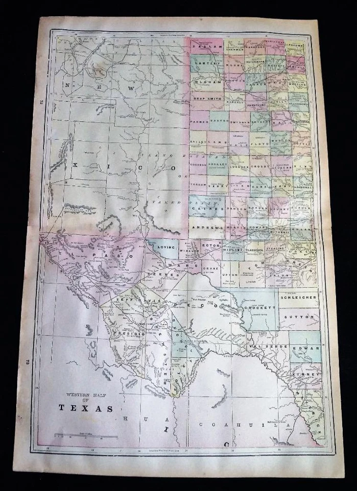 MAPA DE NEVADA UTAH DEL OESTE DE TEXAS GEORGE F. CRAM ATLAS PÁGINA 1894 DE COLECCIÓN Foto 1 de 1
