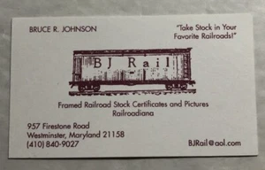 Biglietto da visita BJ Rail Westminster, Maryland - Foto 1 di 1