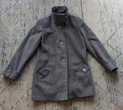 Abrigo Kristen Blake Mujer Guisante Talla L 80% Mezcla Lana Australiana Gris Oscuro Abotonado Foto 1 de 4