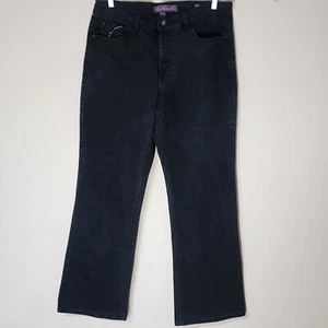 Jeans Gloria Vanderbilt Gabby bootcut taglia 14P vita alta nero denim strass - Foto 1 di 16