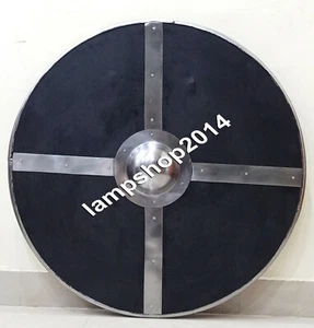 Armor Berserk Barbarian Medieval Black Wooden Replica Round Shield Gift - Picture 1 of 3