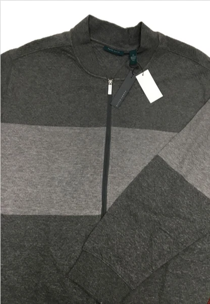 Bombardero Jacquard Perry Ellis Para Hombre Alto Mezcla Algodón Cremallera Completa, GRIS JASPEADO 3X Foto 1 de 4