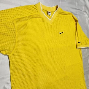 Vintage Nike Jersey Men XL White Tag 90s Football Soccer V Neck Shirt Y2K Yellow - Picture 1 of 7