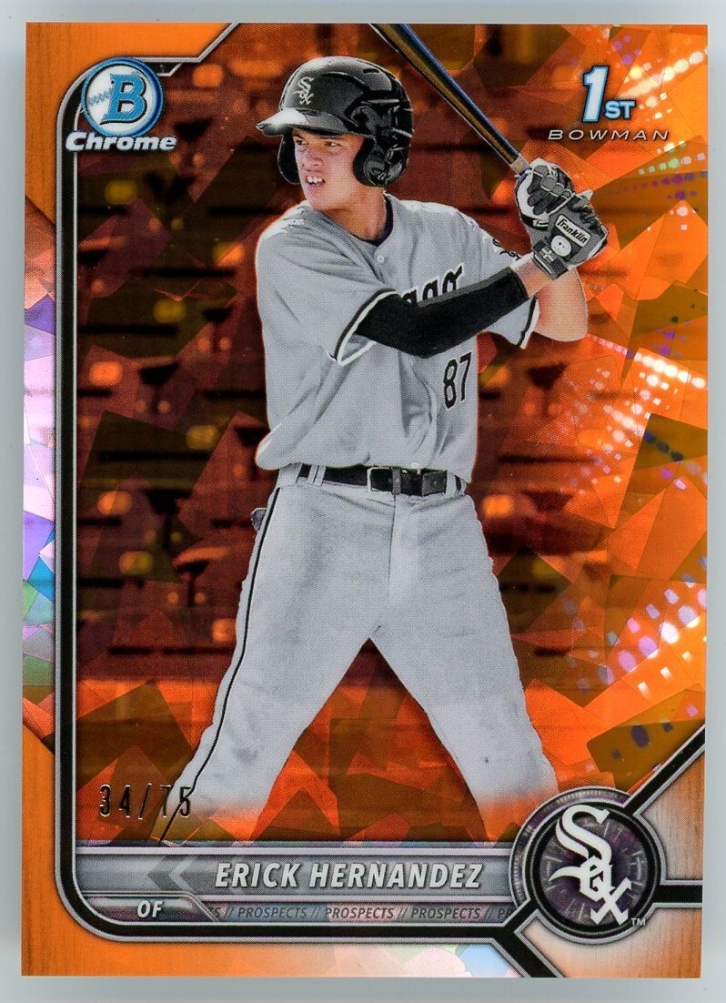 2022 Bowman Chrome 1st Sapphire Orange /75 Erick Hernandez #BCP-181 White Sox