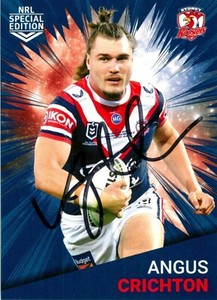 ✺Signed✺ 2021 SYDNEY ROOSTERS NRL Card ANGUS CRICHTON Rivalry Special Edition