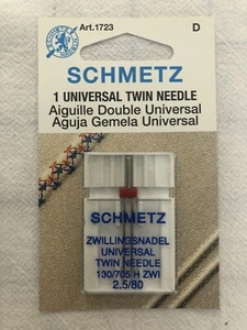 Schmetz Universal Twin Needle 130/705H ZWI Size 2.5/80 Sewing Machine Needle - Picture 1 of 2