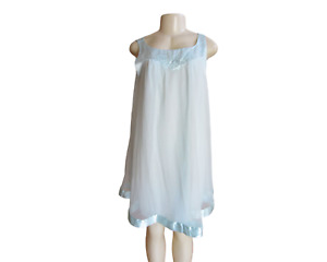 Vintage Gossard Artemis Light Blue Sheer Baby Doll Nylon Short Nightgown Size Sm