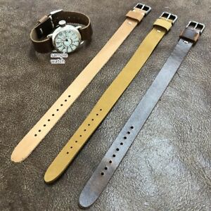 Size 12/14/16mm Handmade Vintage Leather Fixed Lug Watch Wrist Strap Band #138B