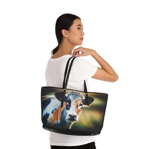 Bolso de hombro de cuero de vaca Moo - Elegante bolso de mano para todos los días, elegante cartera, regalo para - Imagen 1 de 9