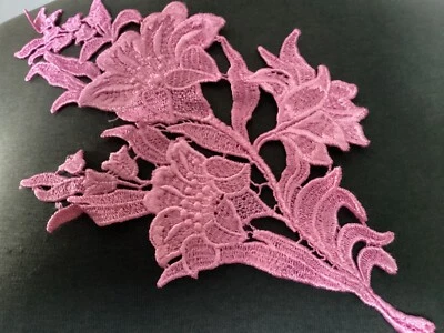 9 PIEZAS APLIQUES VINTAGE PRECIOSO ROSA INTENSO FLORAL RAYÓN VENISA Foto 1 de 3