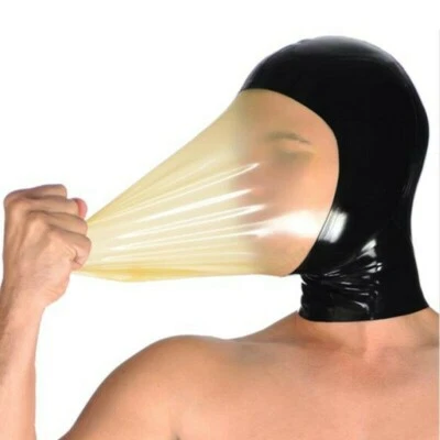 654 Latex Hood Mask with Sealed Breathing Bag Transparent & Black latex breath - Image 1 of 3