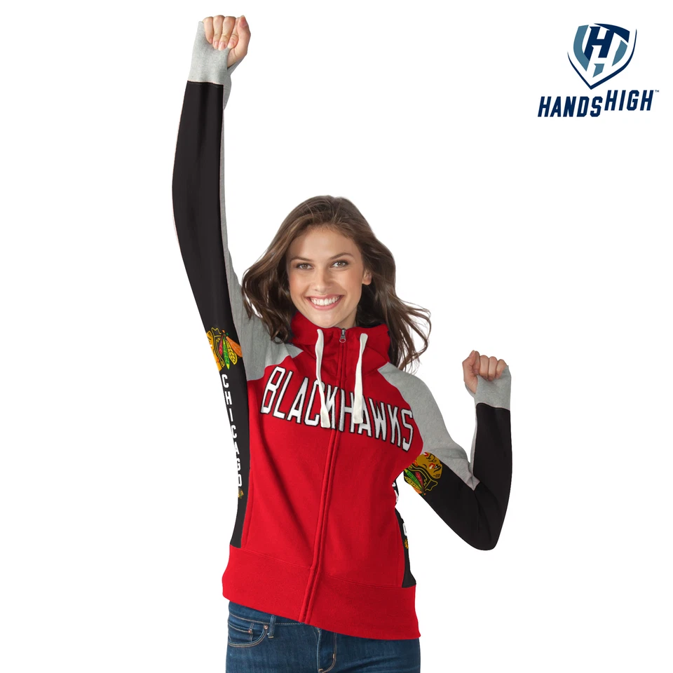 Sudadera con capucha para mujer Chicago Blackhawks Down the Field, mediana Foto 1 de 1