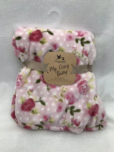 Adirondack My Cozy Baby Blanket Girls Pink Flowers Rose Floral Security Lovey - Picture 1 of 6
