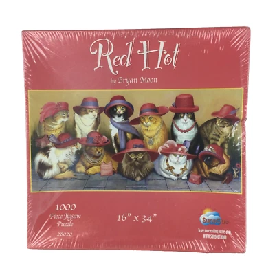 Red Hat Society Hatters Puzzle Red Hot Cats By Bryan Moon 1000 Pieces NEW 28020 - Image 1 of 4