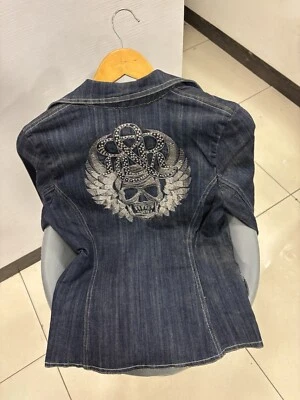 Chaqueta de mezclilla azul ajustada Iconic Victoria Beckham Rock and Republic talla L 12 en muy buena condición Foto 1 de 3