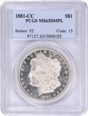 1881-CC Morgan Silver Dollar MS63DMPL PCGS - Image 1 of 4