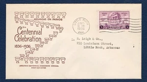 782-51e Arkansas Centennial FDC Ark. Kommissionsgütesiegel, Little Rock, Arche.  - Bild 1 von 3
