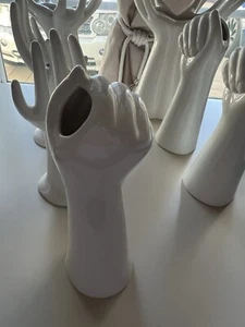 Ceramic Hand Vase Flower Bouquet Holder 8” 3 Available - Picture 1 of 3