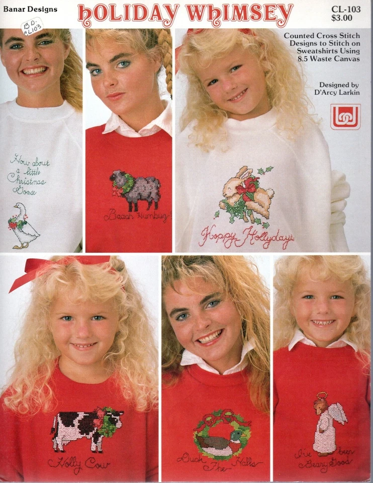 Banar Designs CL-103 HOLIDAY WHIMSEY X-Stitch Waste Canvas Pattern Leaflet - Image 1 of 1
