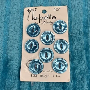 8 NOS Vintage 4007 Nr. 24 5/8 Zoll türkis La Chic Shirt Bluse Knöpfe - Bild 1 von 6