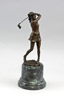 9937730 Sculpture En Bronze Figurine Fille Golfspielerin Après Milo H28cm
