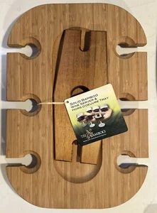 Tru Bamboo Solid Bamboo Wine Server And Hors D’oeuvre Tray Charcuterie Cheese - Picture 1 of 9