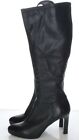 28-47 Sz 8 M Women Aquatalia Leather Heeled Zip Side Boot In Black