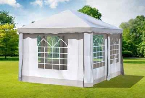 Gartenpavillon 3x4m PVC Polyester Braun Partyzelt Wasserdicht Fenster Festzelt - Bild 1 von 12