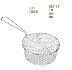 7inch Frying Chip Pan Basket Fryer Wire Mesh Strainer Bucket Fries Pan Round - Picture 1 of 7