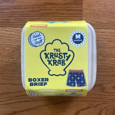 NUEVO CON ETIQUETAS Bob Esponja Krusty Krab Burger Calzoncillos Boxer y CAJA DE REGALO Sacar Burguer Talla M Foto 1 de 4