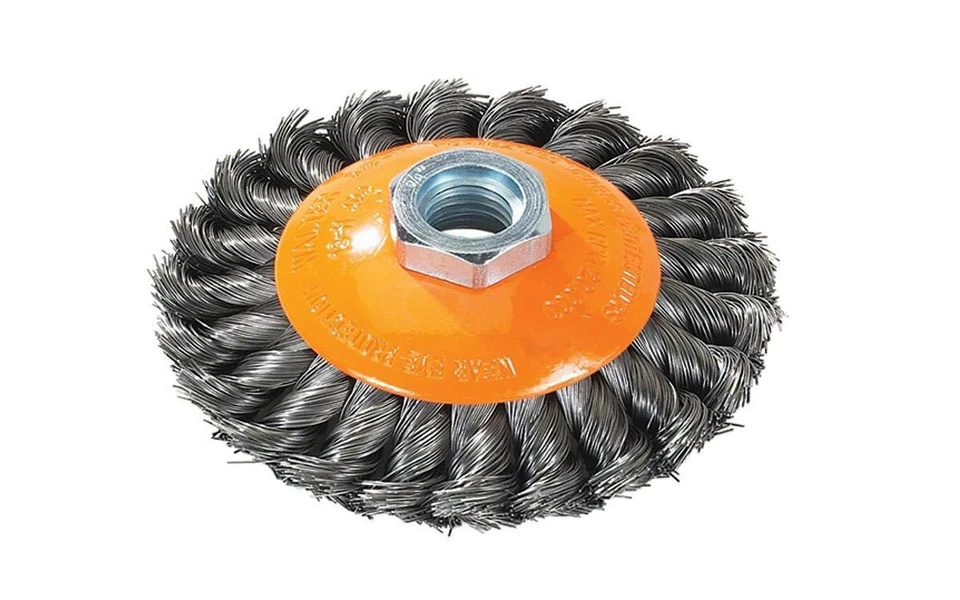 Walter 13H704 Saucer-Cup Knot-Twisted Brush – 7 in. Carbon Steel Wire Brush - Image 1 of 1
