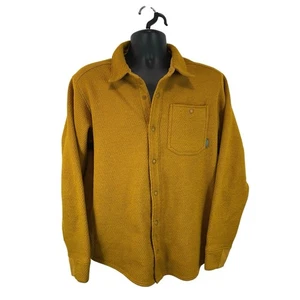 Stio Fleece Sweater Snap Front Mens Large Gold/Yellow Outdoor Fleece Shacket - Picture 1 of 10